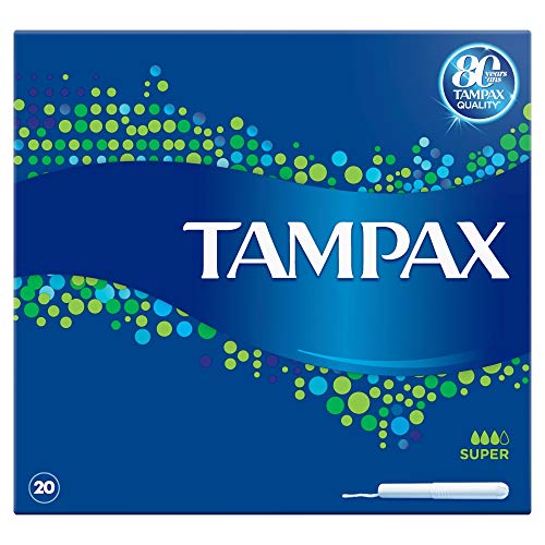 Tampax Super Tampones con aplicador de cartón protección contra fugas, paquete de 20