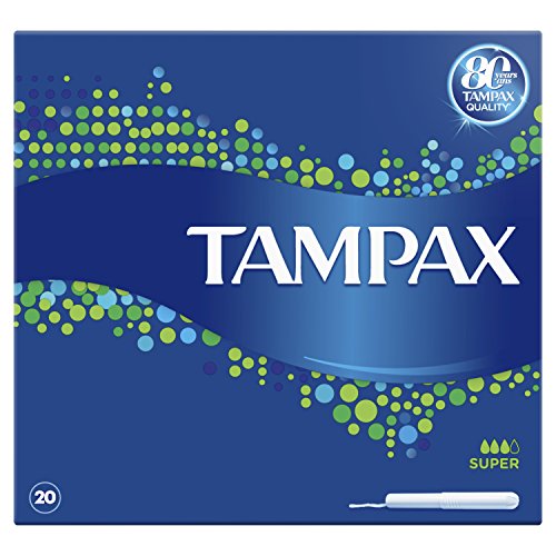 Tampax Super Tampons con aplicador de cartón protección contra fugas, paquete de 20