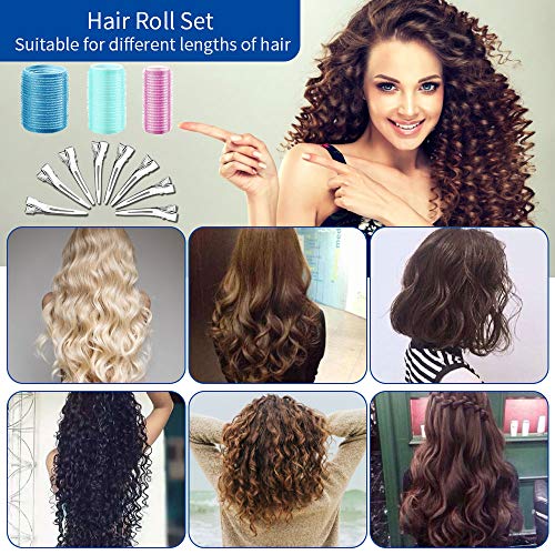 TANCUDER 36 PCS Rulo de Pelo con Agarre Automático y 24 PCS Pinzas de Pato Niquelado Rulos para El Cabello 20 / 30 / 44mm Rodillos de Pelo Autoadhesivos Rizadores para Mujer Niña Hogar y Peluquería