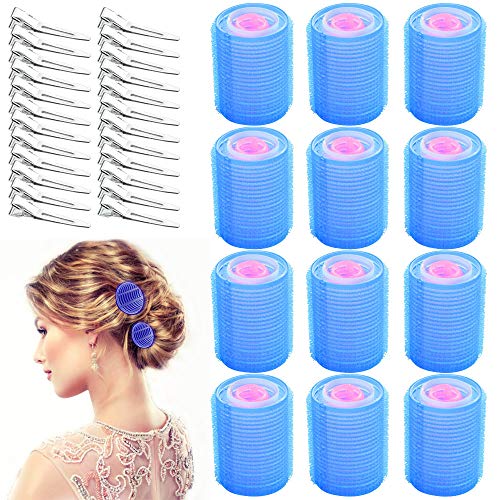 TANCUDER 36 PCS Rulo de Pelo con Agarre Automático y 24 PCS Pinzas de Pato Niquelado Rulos para El Cabello 20 / 30 / 44mm Rodillos de Pelo Autoadhesivos Rizadores para Mujer Niña Hogar y Peluquería