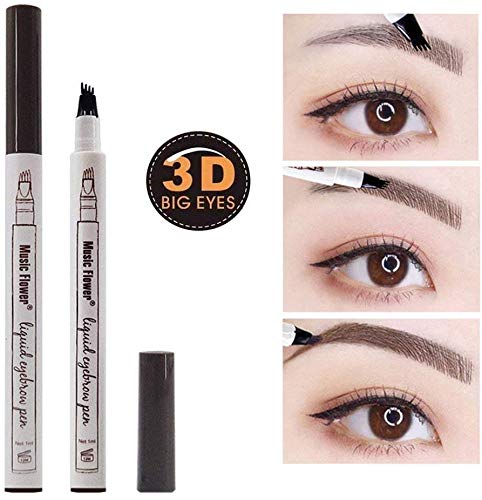 Tattoo Liquid Eyebrow Pencil con cuatro puntas de tenedor Impermeable y duradero Lápiz de cejas Ink Sketch Eyebrow Pen para Maquillaje Natural de Ojos(#2 Marrón)