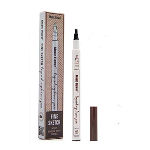 Tattoo Liquid Eyebrow Pencil con cuatro puntas de tenedor Impermeable y duradero Lápiz de cejas Ink Sketch Eyebrow Pen para Maquillaje Natural de Ojos(#2 Marrón)