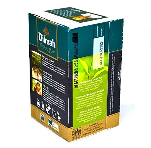 Té Dilmah Earl Grey - El mejor té negro de Ceilán puro con caja de sabor de bergamota Sri Lanka Dilmah Tea Bags en Foil Pouch - 50 bolsitas de té 100 g (3,53 oz)