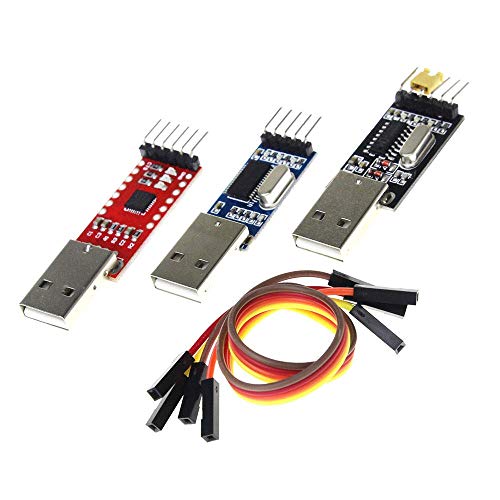 TECNOIOT 3pcs USB to TTL Module 1pc PL2303 + 1pc CP2102 + 1pc CH340G USB UART Module | Adaptador Serie USB a TTL módulo: 1pc con chipset CP2102 + 1pc con chipset PL2303 + 1pc con chipset CH340G