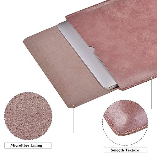 TECOOL 13 Pulgadas Funda Portátil, Funda de Cuero Protectora Bolsa Ordenador Laptop Sleeve para MacBook Air 13/MacBook Pro 13.3 Retina, 13.5 Surface Laptop, MateBook D 14, DELL XPS 13 - Rosa Vieja