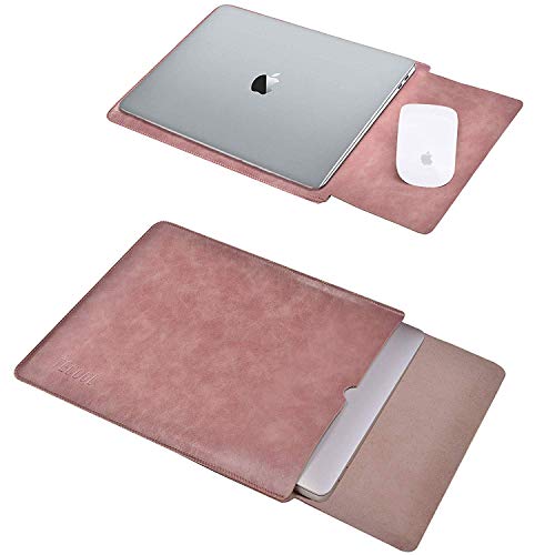 TECOOL 13 Pulgadas Funda Portátil, Funda de Cuero Protectora Bolsa Ordenador Laptop Sleeve para MacBook Air 13/MacBook Pro 13.3 Retina, 13.5 Surface Laptop, MateBook D 14, DELL XPS 13 - Rosa Vieja