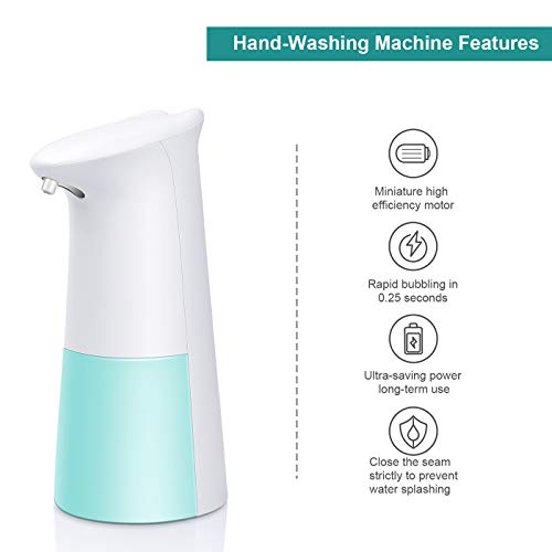 TESEU Dispensador de Jabón Automático, 250ML Dispensador de Jabón Sensor de Movimiento Inteligente para Baño, Cocina