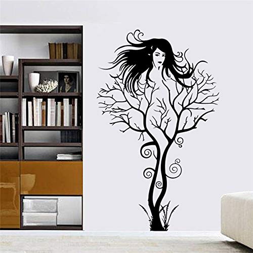 TFjXB DIY Pegatinas de Pared Adhesivo de Pared Creative sexy girl fairy branch tatuajes de pared para dormitorio extraíble decoración del hogar árbol pegatinas diy vinilo arte negro