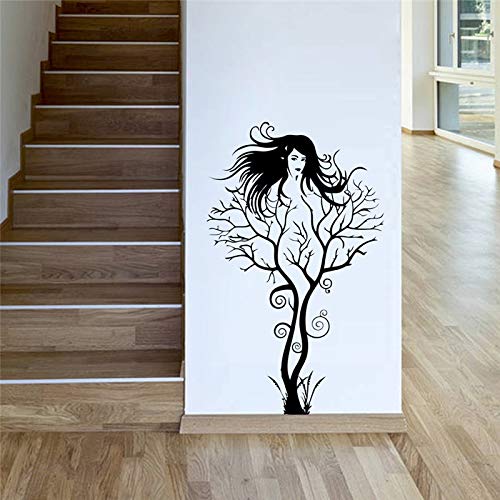 TFjXB DIY Pegatinas de Pared Adhesivo de Pared Creative sexy girl fairy branch tatuajes de pared para dormitorio extraíble decoración del hogar árbol pegatinas diy vinilo arte negro