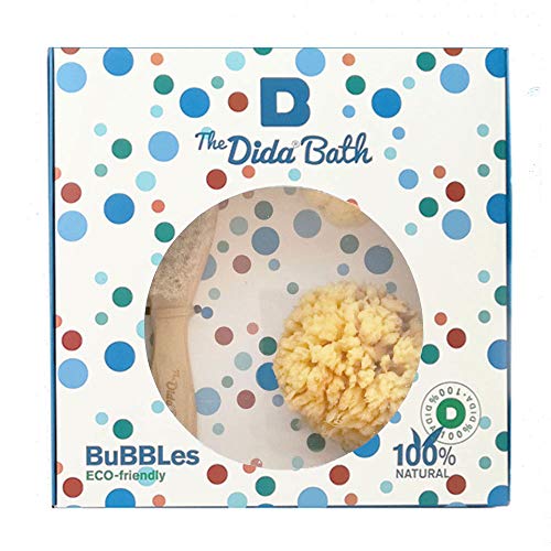 The Dida World Bath Bubbles - Pack 2 esponjas naturales, cepillo de madera