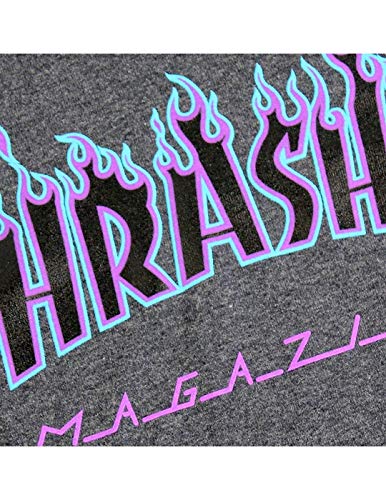 THRASHER Flame Camiseta, Unisex Adulto, Dark Heather, L