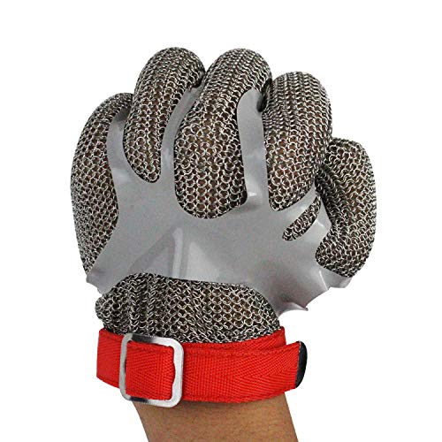 ThreeH Guantes de acero inoxidable de malla Prueba de corte resistente a las puñaladas Guantes de seguridad para cortar el trabajo de corte GL08 M(1 pieza)