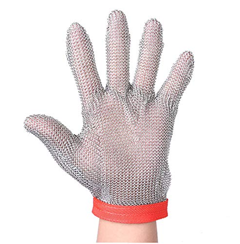 ThreeH Guantes de acero inoxidable de malla Prueba de corte resistente a las puñaladas Guantes de seguridad para cortar el trabajo de corte GL08 M(1 pieza)