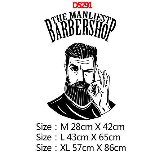 Tianpengyuanshuai Hombre acostado Barber Shop Sticker Vinilo Wallpaper Corte de Pelo calcomanía Mural peluquería Etiqueta de la Pared 28X42cm