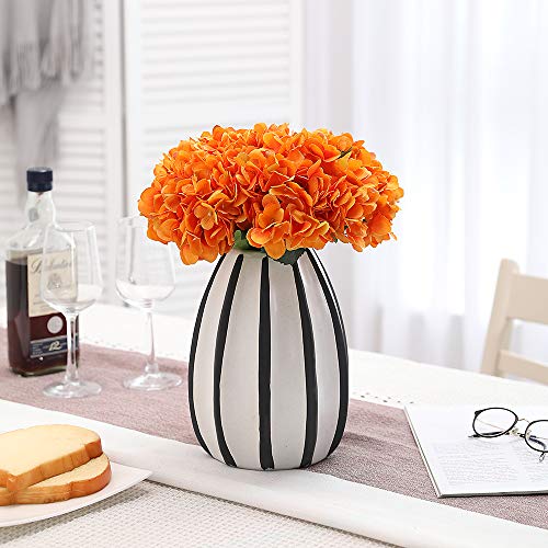 Tifuly Artificial Hydrangea Flower, 5 PCS Ramos de hortensias de Seda de Tallo Largo para Bodas, hogar, Hotel, decoración de Fiestas, centros de Mesa(Naranja)