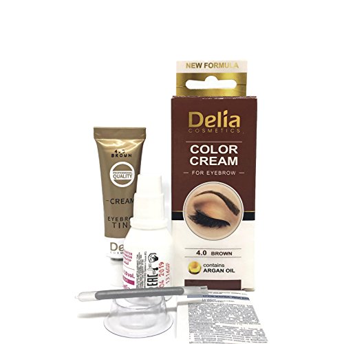 Tinte profesionales para cejas profesionales, 25 ml Delia KIT Marrón (Marrón)