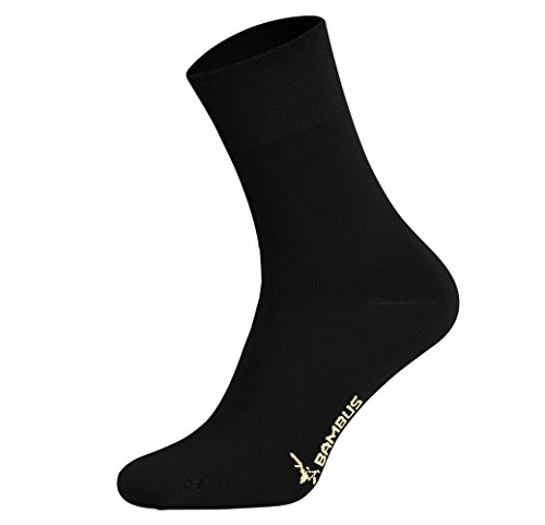 Tobeni 6 Pares Mujer Hombre Calcetines Negocio de Bambú sin Goma Unisexo Color Negro Tamano 39-42