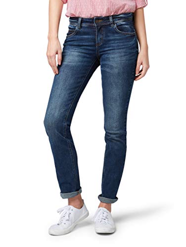 Tom Tailor Alexa Jeans Style Von Hat Ein Gerade Geschnittenes Und Etwas Weiteres Bein Vaqueros Slim, Azul (Mid Stone Wash Denim 10281), W32/L32 para Mujer