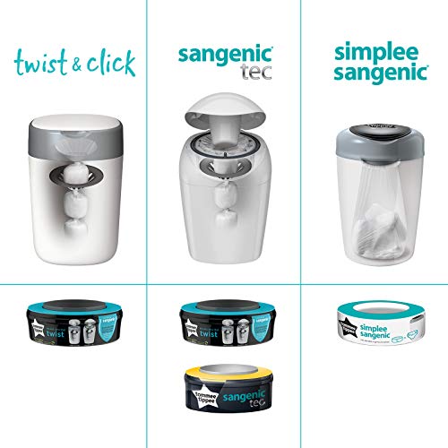 Tommee Tippee Sangenic Recambios Sistema avanzado para desechar pañales Twist & Click, paquete de 18 (compatibles con los contenedores Sangenic TEC y Twist and Click)