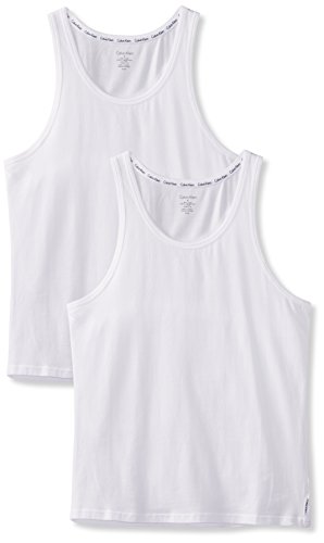 Tommy Hilfiger 2P Tank Camiseta sin Mangas, Blanco (Blanco 100), L para Hombre