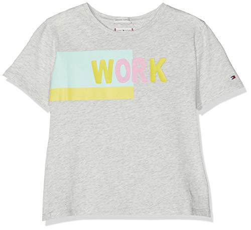 Tommy Hilfiger Bold Blocking Text S/s tee Camiseta, Gris (Light Grey Htr 023), 98 (Talla del Fabricante: 3) para Niñas