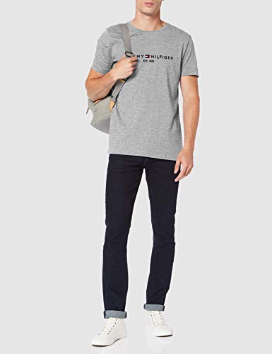 Tommy Hilfiger Logo T-Shirt Camiseta Informal, Gris (Cloud Htr 501), XX-Small (Talla del Fabricante: XX-Large) para Hombre