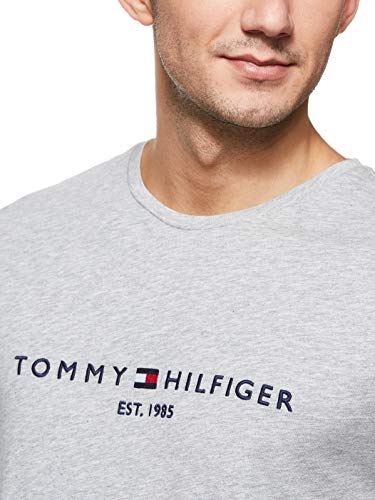 Tommy Hilfiger Logo T-Shirt Camiseta Informal, Gris (Cloud Htr 501), XX-Small (Talla del Fabricante: XX-Large) para Hombre