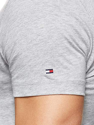 Tommy Hilfiger Logo T-Shirt Camiseta Informal, Gris (Cloud Htr 501), XX-Small (Talla del Fabricante: XX-Large) para Hombre