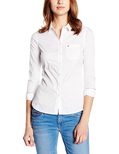 Tommy Hilfiger Original Lightweight Shirt l/s Camisa, Blanco (Classic White 100), LG para Hombre