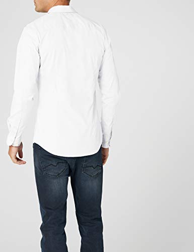 Tommy Hilfiger Original Stretch Shirt Camisa, Blanco (Classic White), L para Hombre