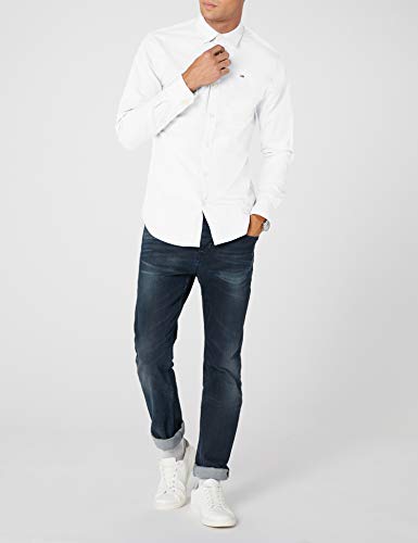 Tommy Hilfiger Original Stretch Shirt Camisa, Blanco (Classic White), L para Hombre