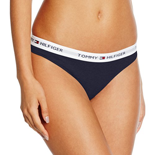 Tommy Hilfiger Tanga de Algodón Cintura elástica con el Logo, Azul (Navy Blazer), M para Mujer