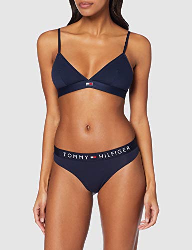 Tommy Hilfiger Thong T Tanga con Cinturilla Elástica y Logo, Azul (Navy Blazer), S para Mujer