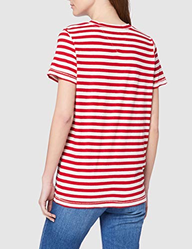 Tommy Hilfiger Tjw Textured Stripe tee Ropa Deportiva de Punto, Rojo (Deep Crimson/White 0e9), 40 (Talla del Fabricante: Large) para Mujer