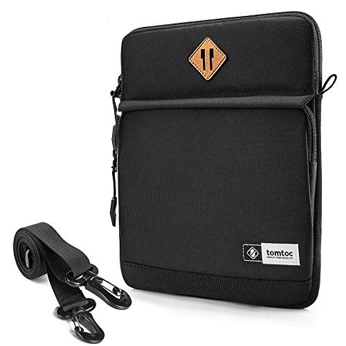 tomtoc Bolso de Hombro para Tableta para 12.9" New iPad Pro (3 Rd Gen) 2018-2019 con Apple Pencil Smart Keyboard y Logitech Slim Folio Pro Case, Bolsillo Frontal para Tableta y Accesorios, Negro