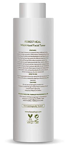 Tónico Facial Natural de Hamamelis, Sin Alcohol, con Aloe Vera, Agua de Rosas, Té Verde, Tónico y Humectante Facial Natural Sin Perfume Forest Heal, Tónico para la Piel de 10,14 oz / 300 ml