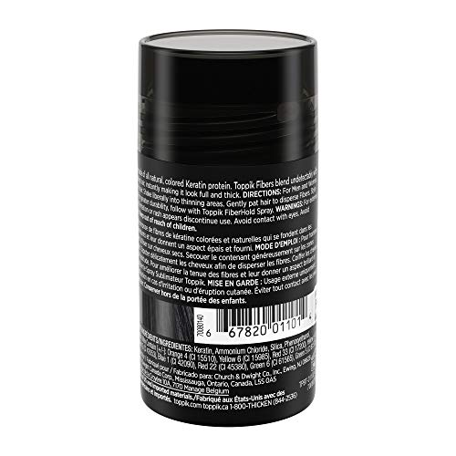 Toppik Fibras Capilares Negro,Fibras de Queratina para Crear más Densidad en el Cabello de Forma Inmediata, 12 g