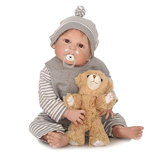 TOYSBBS Muñecas Bebé Reborn 22 Pulgadas 55 cm Realista Renacer Bebé la Muñeca Cuerpo Entero de Silicona de Vinilo Recién Nacido Hecho a Mano Niño Magnético Juguete (Certificación EN71)