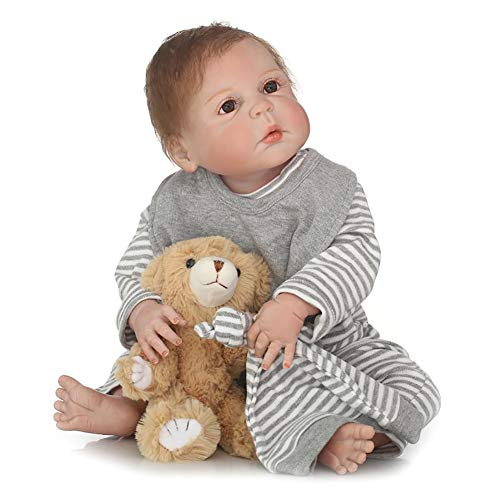 TOYSBBS Muñecas Bebé Reborn 22 Pulgadas 55 cm Realista Renacer Bebé la Muñeca Cuerpo Entero de Silicona de Vinilo Recién Nacido Hecho a Mano Niño Magnético Juguete (Certificación EN71)