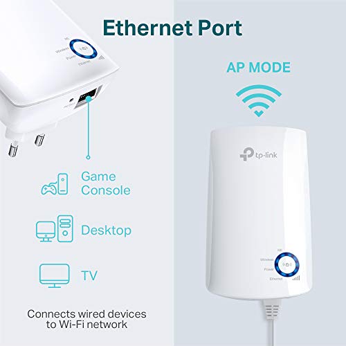 TP-Link N300 Tl-WA850RE - Repetidor Extensor de Red WiFi (2.4 GHz, 300 Mbps, Puerto Ethernet, Modo Ap y Extensor, Antenas Internas), Blanco