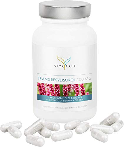 Trans-Resveratrol - 500mg por Porción - 60 Cápsulas - Extracto de Raíz de Fallopia Japonesa - Vegano - Máxima biodisponibilidad - German Quality