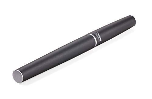 TROIKA PEN65/BK - Bolígrafo de punta redonda con tapa magnética, para fijación a punta o lápiz, mina Schneider Topball 850, acero inoxidable, latón satinado, mate, negro, gris, talla única, PEN65/BK