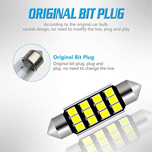 TUINCYN 41MM 42MM Adorno LED bombilla 6000K 5630 Chipset 578 6411 212-2 569 211-2 Interior de bombillas Cúpula Mapa Cortesía Matrícula Bombilla (paquete de 10)