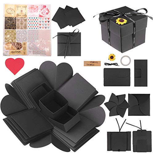 Tumao Caja de Regalo Creative Explosion Love Memory DIY Álbum de Fotos cumpleaños, una Sorpresa Sobre el Amor, Abierto con 14''14''4.7 '', Negro. (Caja de Regalo)