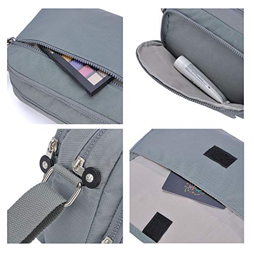 tuokener Bolso Nylon Mujer Bandolera Pequeños Impermeable Bolsos Estampados Bandoleras Bolsa para Viaje,Gris