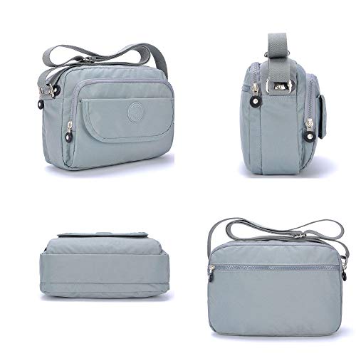 tuokener Bolso Nylon Mujer Bandolera Pequeños Impermeable Bolsos Estampados Bandoleras Bolsa para Viaje,Gris