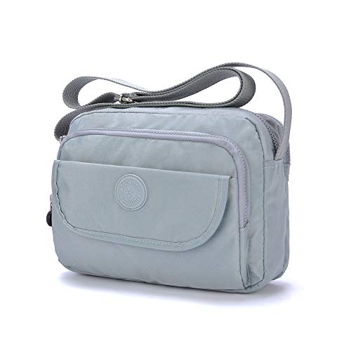 tuokener Bolso Nylon Mujer Bandolera Pequeños Impermeable Bolsos Estampados Bandoleras Bolsa para Viaje,Gris