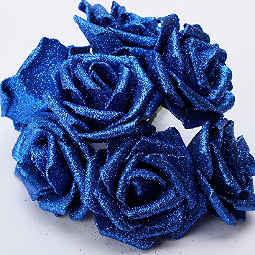 Tutoy 7pcs Ramo Artificial Brillo Espuma Flores Artificiales Boda Nupcial Fiesta decoración DIY Rose - Oro