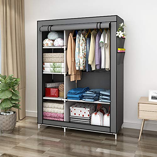 UDEAR Armario Closet Organizador Plegable para Ropa Ropero Resistente al Polvo Guardarropa Gris 105 x 45 x 170 CM