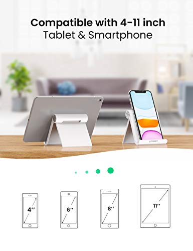 UGREEN Soporte Tablet, Multiángulo Soporte Ajustable para 4 a 13" Tablets y Moviles, como iPad Pro 2018, iPad Mini, Lenovo TAB4 10, Huawei Media Pad, Xiaomi A2, Mi 8 Lite, Samsung Galaxy Tab (Blanco)